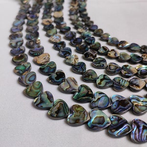 Rainbow Abalone Heart Beads, Paua Shell Heart Shape Beads, 8 - 14 mm To Choose From, Hole 0.8mm, 15&quot; Strand, DIY Jewelry, Findings, B191
