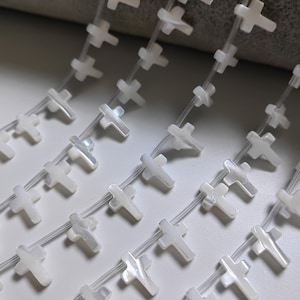 13x9 mm Mother Of Pearl Cross Beads, Hole 0.7mm, Pearl Shell Cross Beads, Mop Cross Charm, 5-100 pcs Quantity Options. Cross Findings, B181