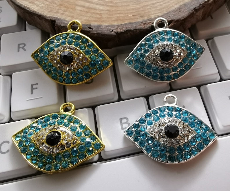 5 / 10pcs Rhinestone Evil Eye Charms Pendants Metal Evil Eye Etsy