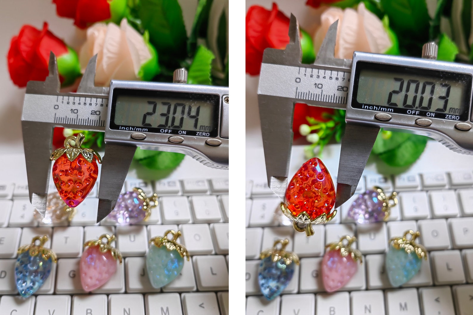 23x32mm Acrylic Strawberry Charms, 6 Colours Fruit Charms Pendant, 5 or ...