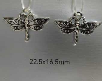 50pcs  Metal Dragonfly Charms, Antiqued Silver Dragonfly Charms, 22.5x16.5 mm Insect Charms, Dragonfly Jewelry, DIY Jewelry, Findings, C237