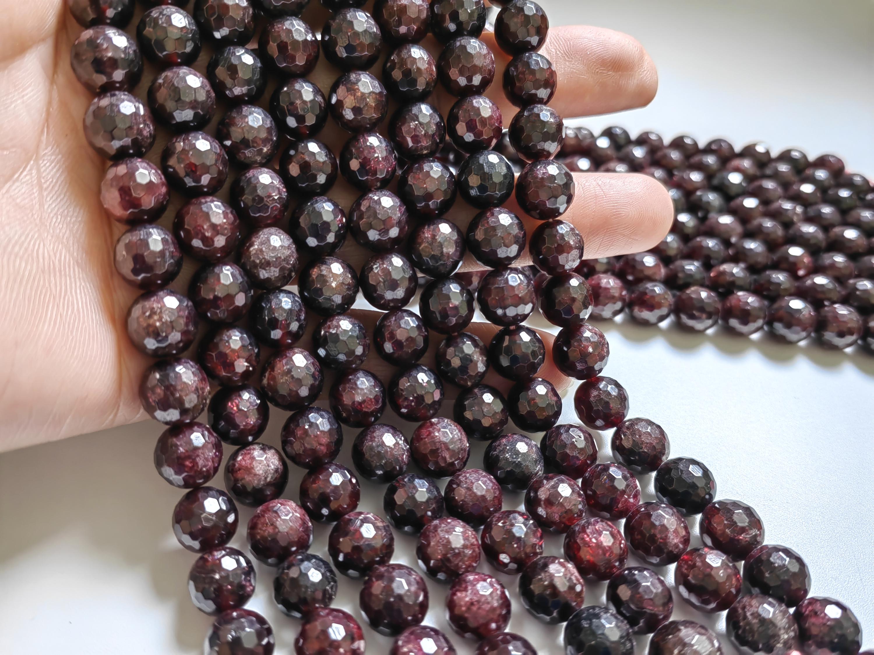 925 Argento Sottile Braccialetti Granato Rosso Gemma Rotondo 3 MM - Foto 6