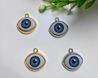 20 or 50 pcs Resin Evil Eye Charms, 17x17mm Metal Evil Eye Charms, Evil Eye Jewelry, Talisman Charms, Protection Charm, Findings, C696