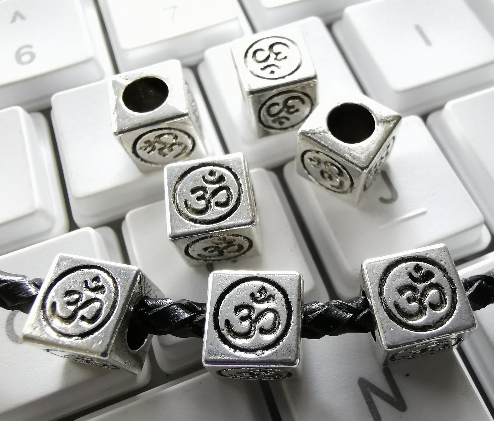 30pcs Double Sided Square Spacer Beads Large Hole Ohm Beads Etsy