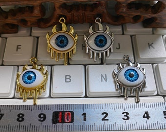 10 - 30 pcs  Evil Eye Charms, 17x26 mm Metal Evil Eye Charms, Evil Eye Jewelry, Talisman Charms, Protection Charm, Findings, C374