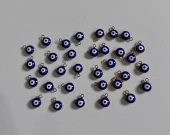 6.5x9mm Double Sided Enamel Evil Eye Charms, Metal Evil Eye Charm, Evil Eye Jewelry, DIY Jewelry Making, 30 - 100pcs Options. Findings, C283