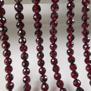 Naturalne fasetowane okrągłe koraliki z granatu, czerwone koraliki z kamieni szlachetnych, 3,5 4,0 4,5 mm do wyboru, sznur 15 cali, koraliki do bransoletki DIY, ilość opcjonalna, A244 zdjęcie 4
