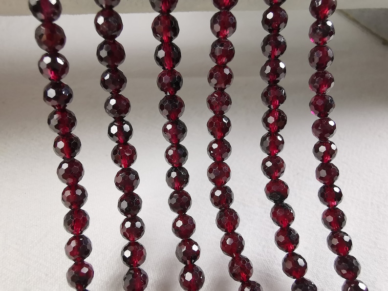 Naturalne fasetowane okrągłe koraliki z granatu, czerwone koraliki z kamieni szlachetnych, 3,5 4,0 4,5 mm do wyboru, sznur 15 cali, koraliki do bransoletki DIY, ilość opcjonalna, A244 zdjęcie 4