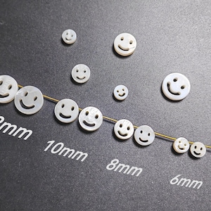 Natural Mother Of Pearl Smiley Face Beads, 6 - 12mm Freshwater Pearl Shell Face Beads, Hole 0.7mm. MOP Face Bead, 5 - 100 pcs Optional. B140