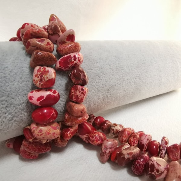 1 Full Strand  Natural Pebbles Shape Spacer Beads, Freeform Shape Jasper Beads, Sea Sediment Jasper Nugget Beads, DIY Jewelry, Wholesale