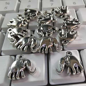 30pcs Double Sided Elephant Charms Pendants, 14x13 mm Antique Silver Lucky Elephant Charms, DIY jewelry supply, Metal Charms, Findings, C449