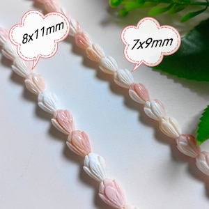 Queen Conch Shell Pikake Flower Beads, Pink Mother Of Pearl Flower Spacer Beads, 7mm 8mm 3D Flower Beads, Hole 1mm, 2 - 50pcs Optional, B446