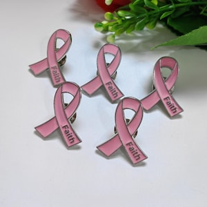 Spilla da bavero con nastro della fede da 24,5 x 30 mm, spille da bavero con nastro di sensibilizzazione in smalto rosa, spilla per sopravvissuti al cancro, 2 - 50 pezzi opzionali, componenti, C734
