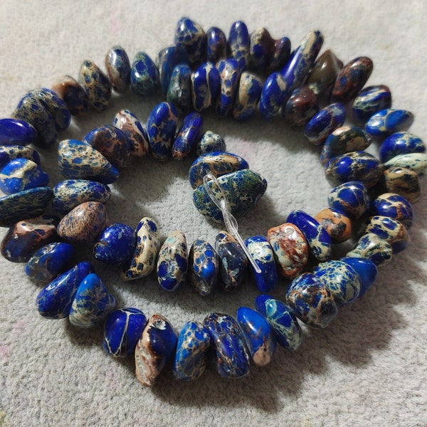 1 Full Strand  Natural Pebbles Shape Spacer Beads, Blue Sea Sediment Jasper Nugget Beads, Freeform Shape Jasper Beads,DIY Jewelry