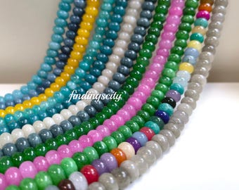 8x5mm Rondelle Jade Beads, 11 Colours Smooth Rondelle Gemstone Beads, Stone Beads, DIY Bracelet Beads, Jewelry Making, 15" Strand , A747
