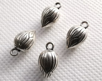 30pcs  lotus bud Charms Pendants, Antique Silver Lotus ,Yoga Jewelry,Buddhism Charms,DIY jewelry supply, 8X14mm,Findings ,Wholesale