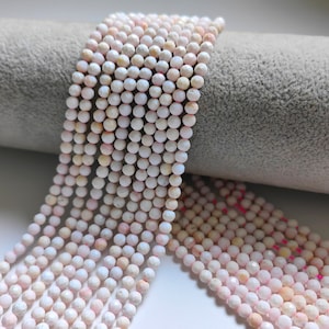 4mm Faceted Queen Conch Shell Beads, Pink Queen Conch Shell Round Beads,  Pink Shell Bead, Strand 15&quot;, 1 - 5 Strands Optional, A664