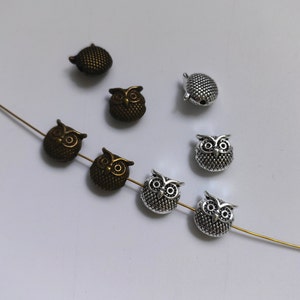 20 pcs Owl Spacer Beads, Metal Owl Head Spacer Beads, 11x11 mm, Metal Animal Head Spacer Beads, DIY Jewelry Supply, Owl Findings, B554