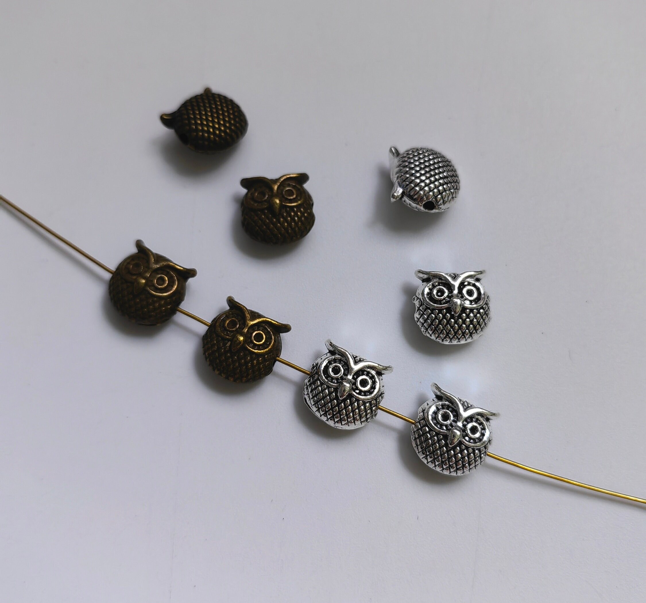 20 pcs Owl Spacer Beads, Metal Owl Head Spacer Beads, 11x11mm Metal Animal Head Spacer Beads, DIY Je
