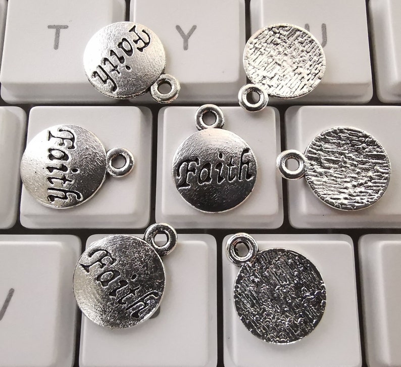 50pcs Antique Silver Faith Charms Religious Charms 12x15mm Etsy