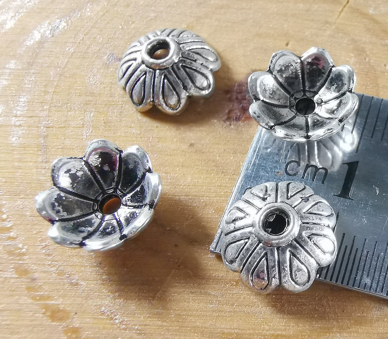 Jewelry Making Caps Findings 55 pcs Antique Silver Metal Spacer Bead Caps Q-205 DIY Bracelet Spacer 10 mm Metal Bead Caps