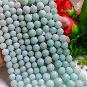 Faceted Malay Jade Beads, 8mm 10mm Gemstone Round Beads, Stone Beads, DIY Bracelet Beads, DIY Jewelry Making, 15&quot; Full Strand,  A139