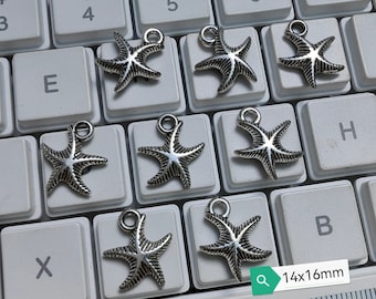 30 - 50pcs Antique Silver Small Starfish Charms, 14x16mm Double Sided Metal Starfish Charms, Metal Charms, DIY Jewelry Supply, Findings,C245