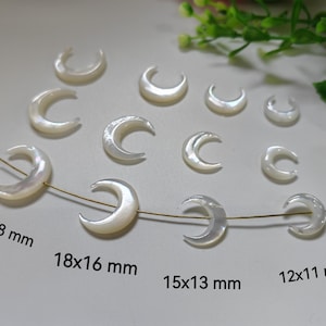 Natural Mother Of Pearl Double Horn Crescent, 12 - 20mm White Pearl Shell Moon Charms, Mop Horn Bead, DIY Jewelry, 2 - 30Pcs Optional, C239
