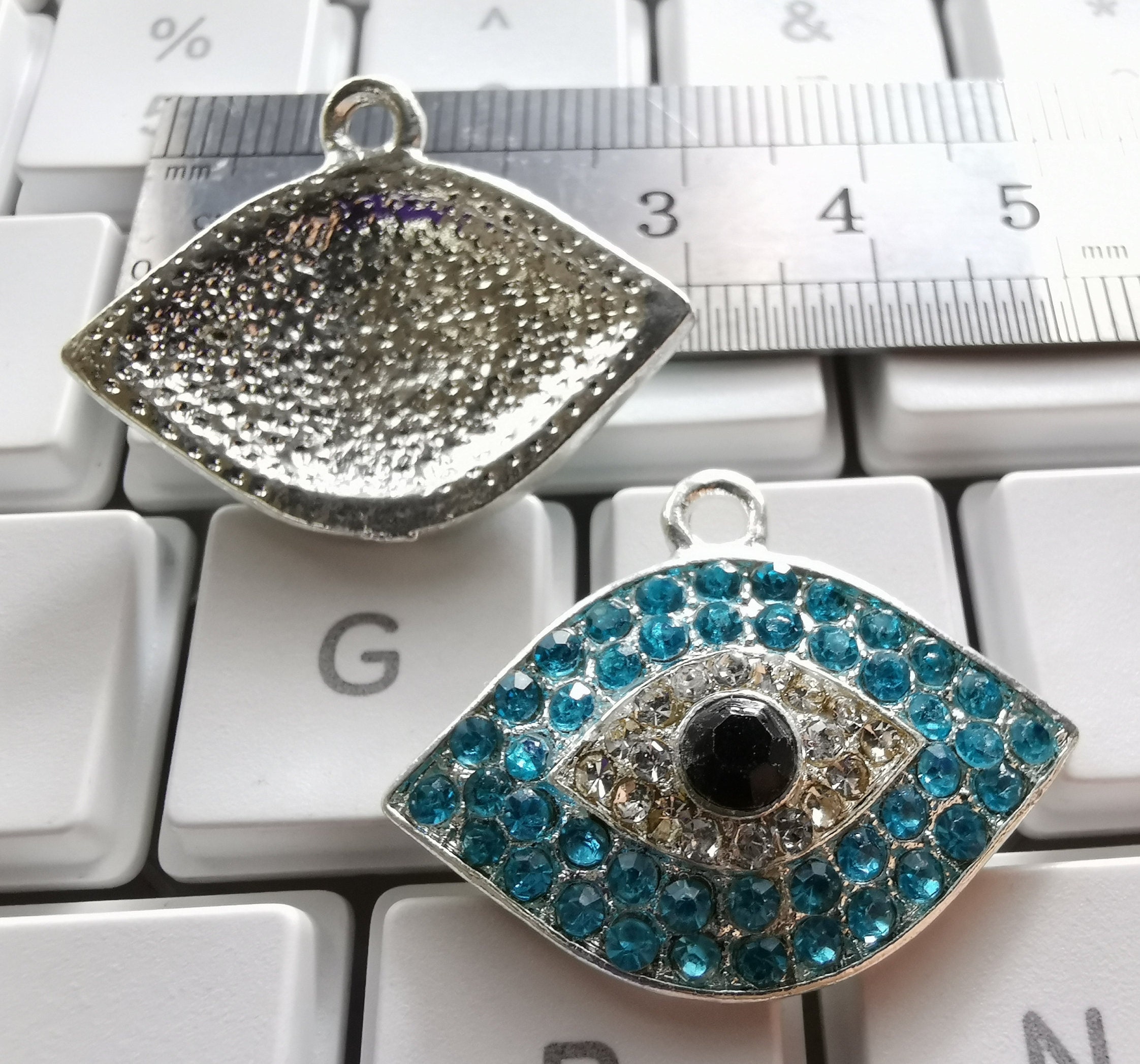 5 / 10pcs Rhinestone Evil Eye Charms Pendants Metal Evil Eye Etsy 日本