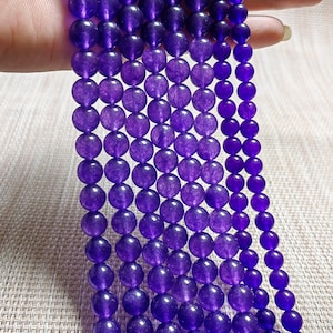 1 Full Strand Smooth Purple Malay Jade Round Beads, Gemstone Beads, Stone Beads, 4 / 6 / 8 / 10 mm To Choose From, DIY Bracelet Beads, A171