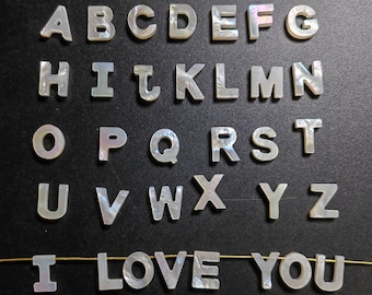 Natural Mother Of Pearl Alphbet Beads, A - Z Letter Beads, White Pearl Shell Alphabet Letter Beads, MOP Letter Charm, 1 - 130 pcs Optional