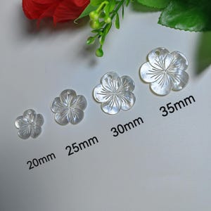 Natural Mother Of Pearl Flower Charms, 20 - 35mm White Pearl Shell Flower Charms, MOP Carved Flower Pendants, 2 - 30 pcs Optional, C669