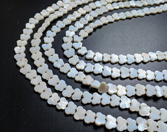 8mm 10mm Mother Of Pearl Butterfly Beads, White Pearl Shell Butterfly Beads, 15" Full Strand. Hole 0.7mm, 1 - 3 Full Strands Optional, B232