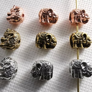 20 Pcs Double Sided Metal Elephant Beads, 12x9 mm Lucky Elephant Beads, Hole 2mm, DIY Jewelry Making, Findings, Elephant Bracelet Bead, B265