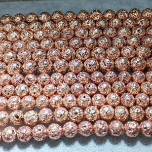rose gold lava beads