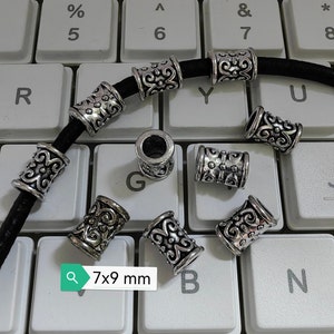 30 or 50pcs Antique Silvern Barrel Beads, 7x9mm Metal Spacer Beads, Hole 2.9 mm, Nepalese Beads, DIY Jewelry Supply, Findings, B212