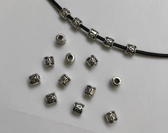 Antique Silvern Metal Cylinder Beads, 5x5mm Metal Spacer Beads, Nepalese Beads, DIY Jewelry Supply, 30 - 100pcs Quantity Optional, B009