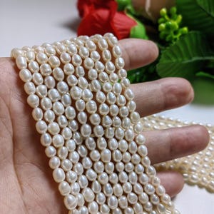 4~6mm Natural Rice Shape Pearl Beads, Irregular Freshwater Pearl Beads, DIY Bracelet Beads, 1 - 5 Strands Optional, Jewelry Making, A719