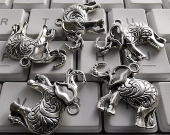 30 st antika silverelefantberlocker, 25 x 22 mm lyckoelefantberlocker, metallelefantberlock, gör-det-själv smyckestillverkning, fynd, C357