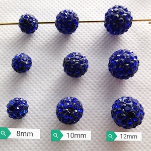Sapphire Polymer Clay Rhinestone Beads, Clay Rhinestone Beads, Pave Disco Ball Beads, 8 10 12mm offers options, 30 - 100pcs Optional, B031