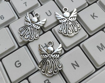 30pcs Double Sided Angel Charms, 15x21mm Antique Silver Angel Charms, Christian Charms, Angel Pendant ,DIY jewelry supply, Findings, C456