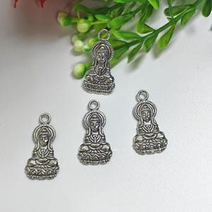 Double Sided Antique Silver Guanyin Charms, 13.7x26.5 mm Metal Avalokitesvara Charms, Religious Charm, Findings, 10/ 30/ 50pcs, C430