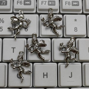 20pcs Rhodium Plating Cupid Charms, Metal Valentines Day Charms, 12.3x22mm 3D Metal Cupid Charms, Valentines Jewelry, Findings, C325