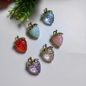 23x32mm Acrylic Strawberry Charms, 6 Colours Fruit Charms Pendant, 5 or 10pcs Optional, DIY Jewelry Making, Findings, C567