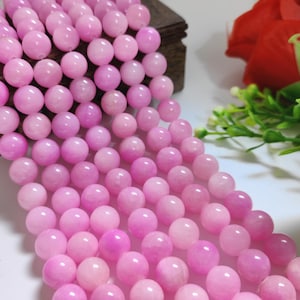 Pink Smooth Malay Jade Round Beads, 6mm 8mm 10 mm To Choose From, Gemstone Beads, Stone Beads, DIY Bracelet Beads, 15&quot; Full Strand, A591