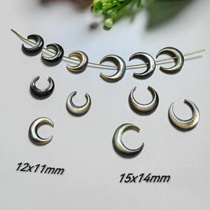 Pingentes de Lua em Madrepérola Natural com Lábios Pretos e Formato Duplo de Chifre, 12 mm e 15 mm, Contas de Chifre de Madrepérola, para Bijuterias DIY, 2 a 50 Peças (Opcional), C631