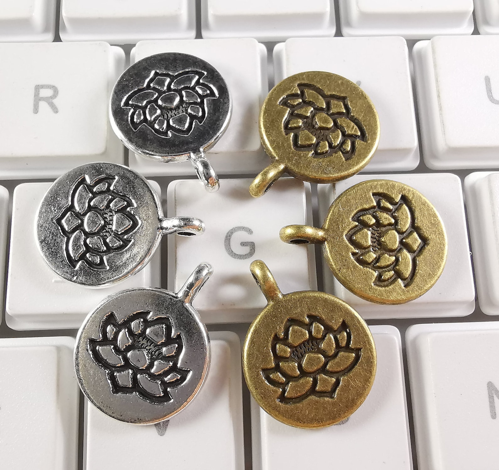 30 Pcs Double Sided Lotus Charms buddhism Charms lotus Etsy