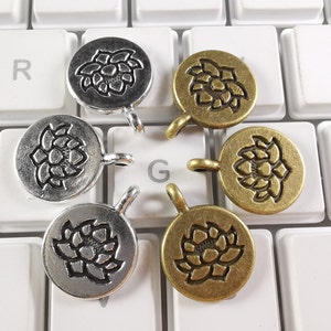 30 pcs Double Sided Lotus Charms ,Buddhism Charms ,Lotus Flower Charms ,Nepalese Charms ,Yoga Jewelry, 14x20mm, DIY Jewelry Making. C082
