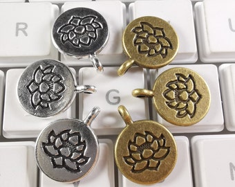 30 pcs Double Sided Lotus Charms ,Buddhism Charms ,Lotus Flower Charms ,Nepalese Charms ,Yoga Jewelry, 14x20mm, DIY Jewelry Making. C082