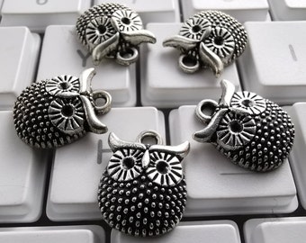 30 - 50 Pcs Antique Silver Owl Charms, Metal Owl Charms, 12x16 mm Animal Charms, DIY Jewelry Supply, Jewelry Making, Findings, C281